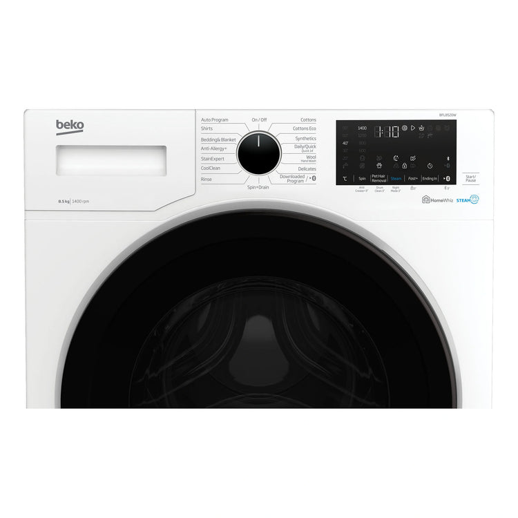 Beko 8.5 kg SteamCure Washing Machine with Bluetooth BFL8520W, Wash Options