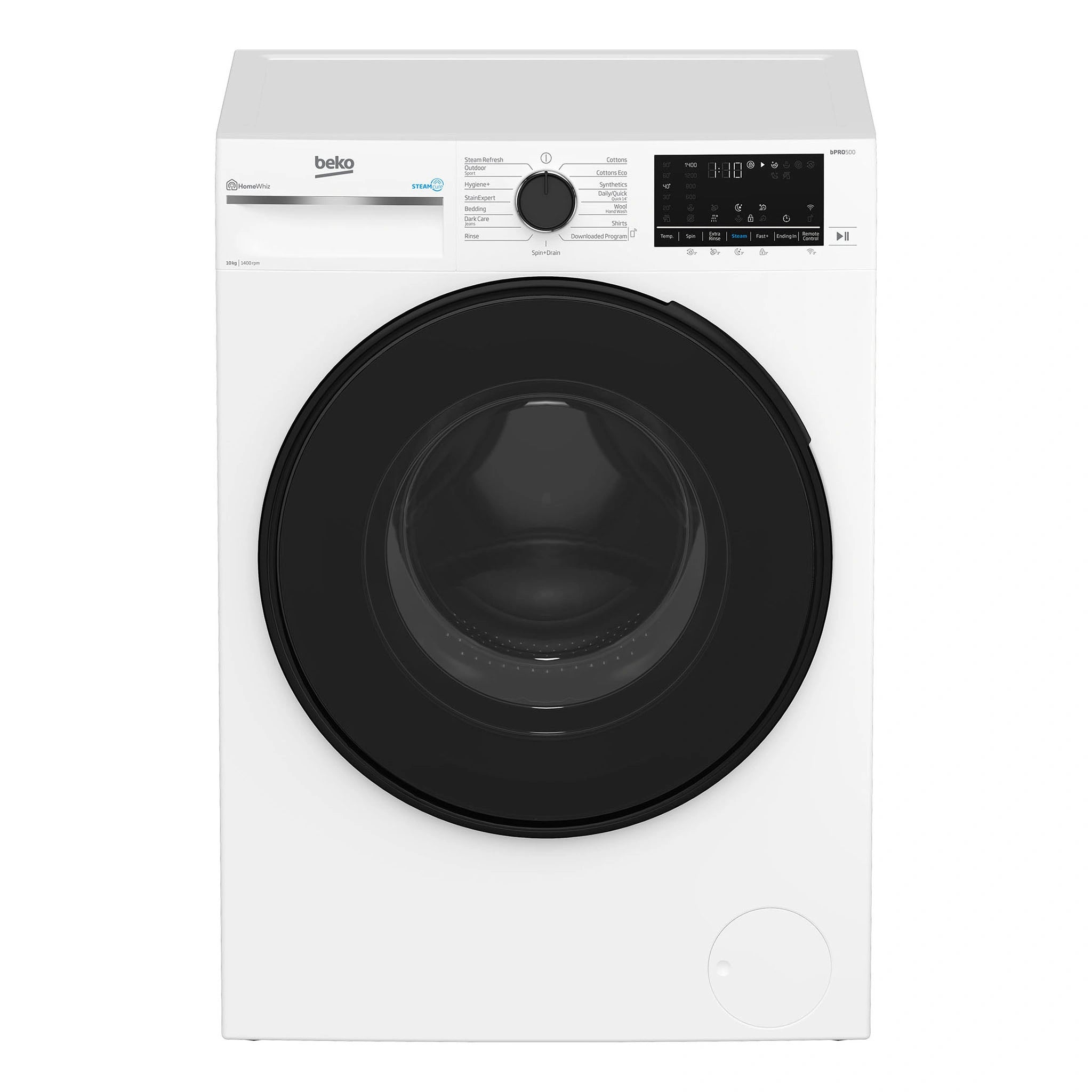 Beko 10kg Washing Machine with SteamCure & Wifi Connectivity BFLB1020W, Front View