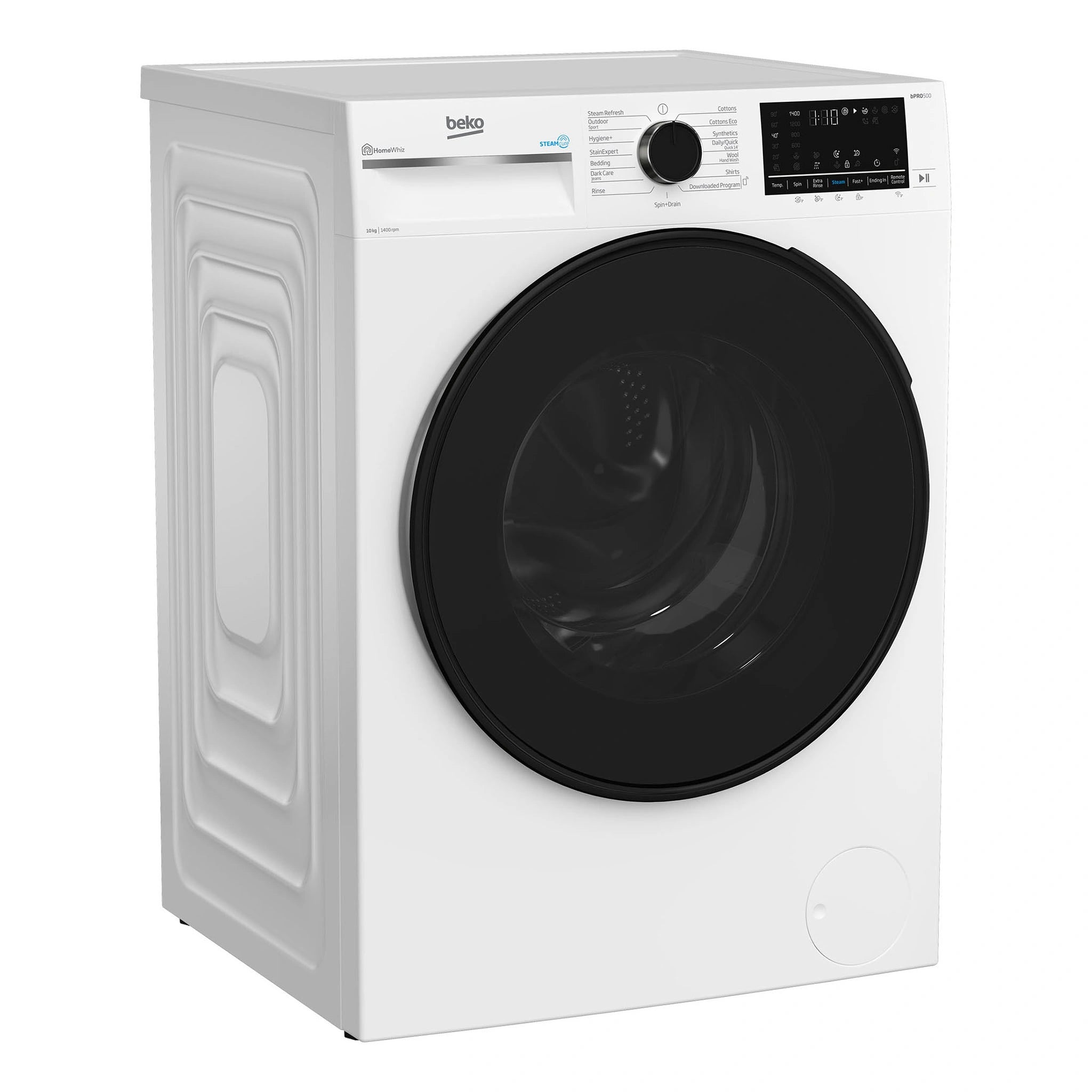 Beko 10kg Washing Machine with SteamCure & Wifi Connectivity BFLB1020W, Left Side View
