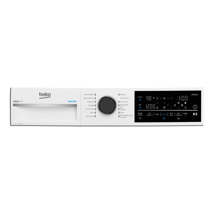 Beko 12 kg AutoDose Washing Machine with Steam and wifi BFLB124ADW, Control Panel