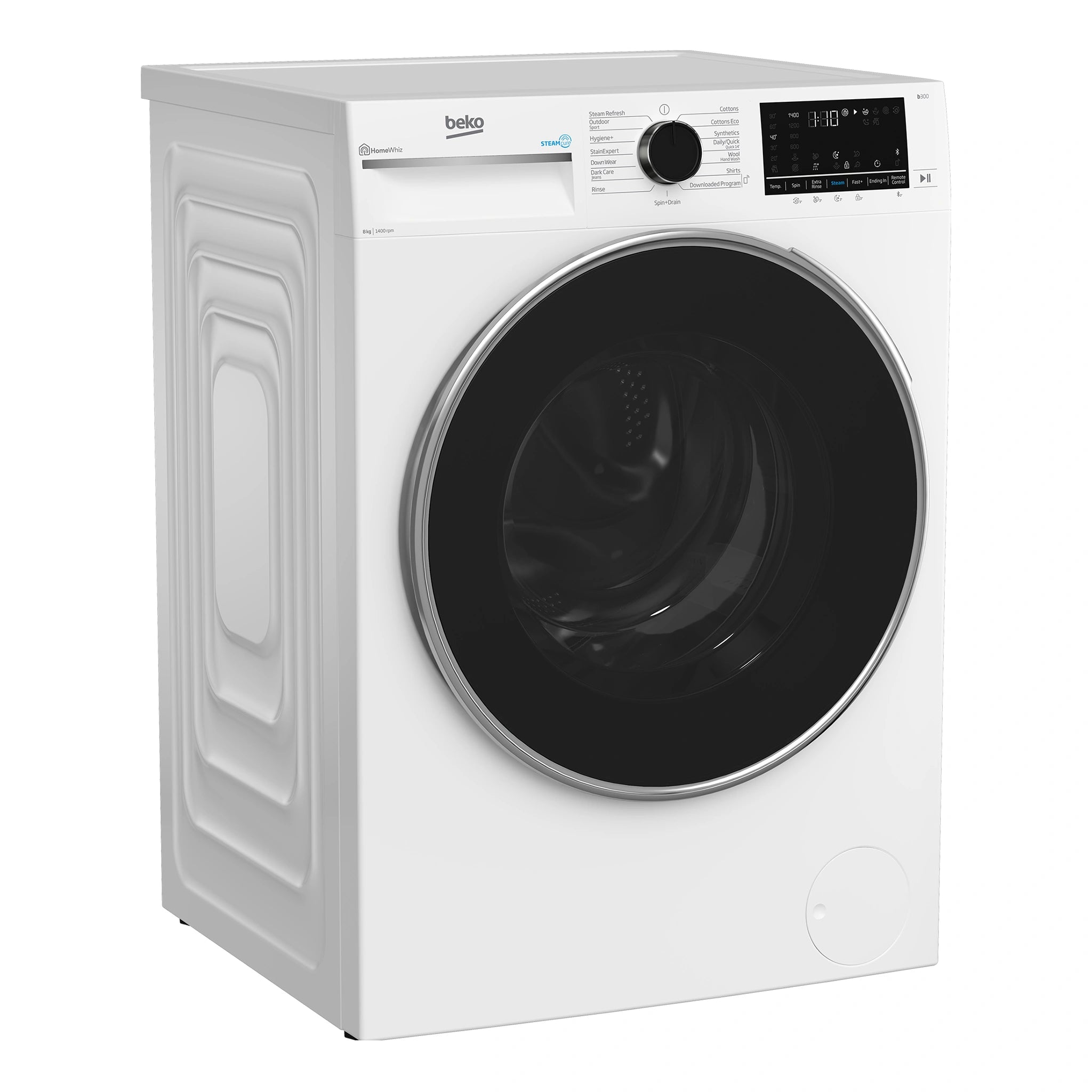 Beko 8 kg Washing Machine with SteamCure & Bluetooth BFLB8020W, Side View