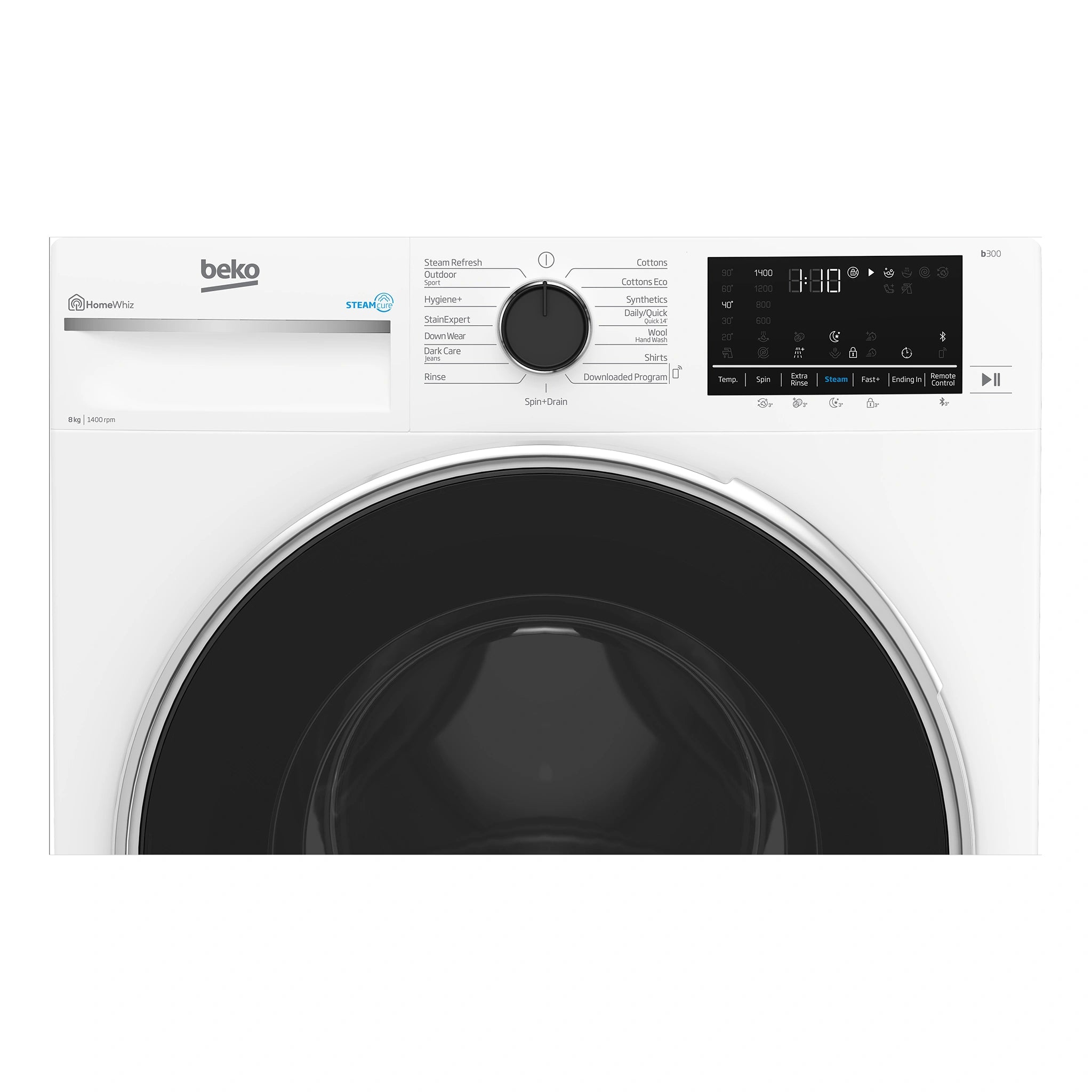 Beko 8 kg Washing Machine with SteamCure & Bluetooth BFLB8020W, Wash Options