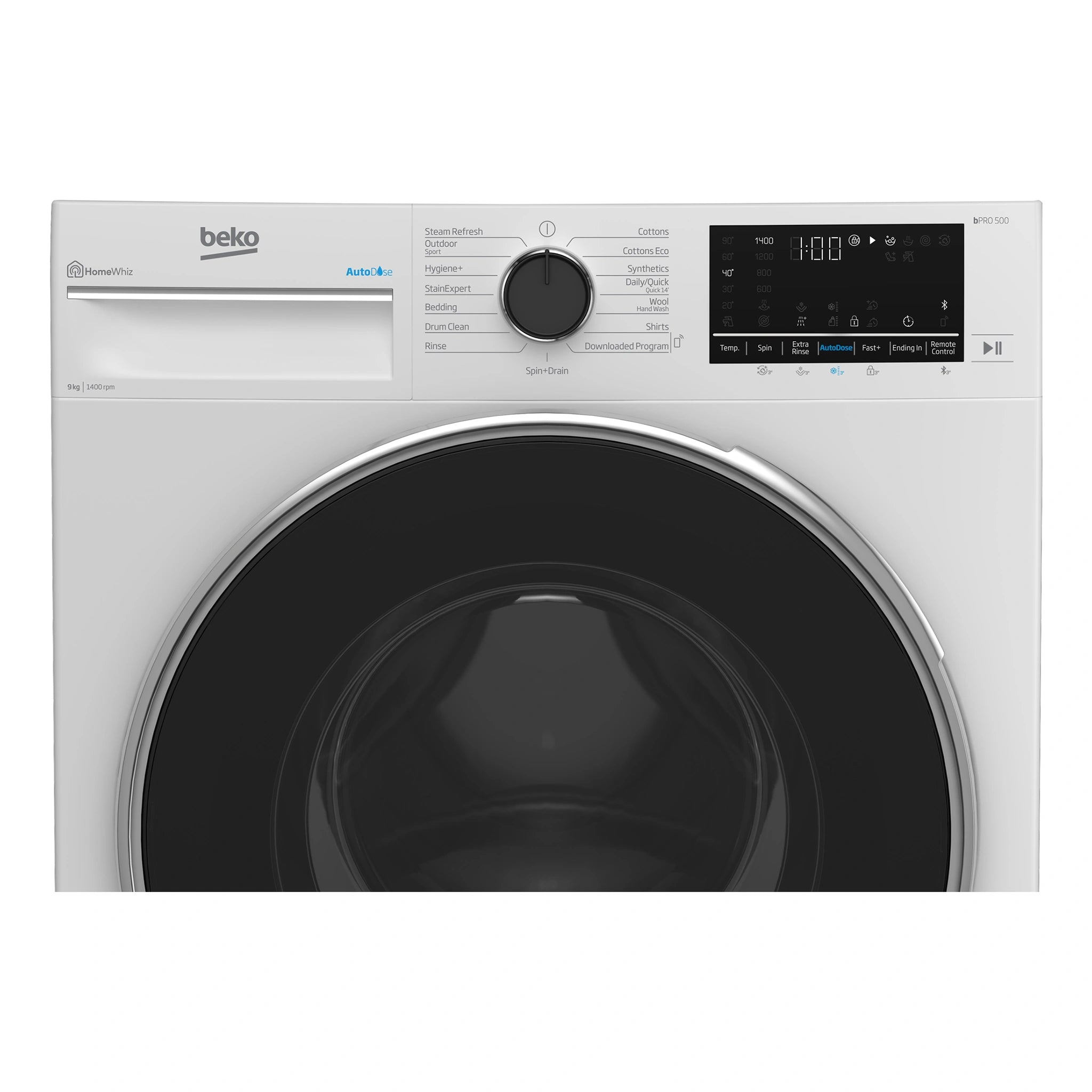 Beko 9 kg Autodose Washing Machine with SteamCure Bluetooth BFLB902ADW, Control Panel View