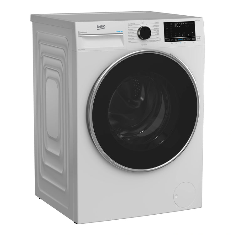 Beko 9 kg Autodose Washing Machine with SteamCure Bluetooth BFLB902ADW, Left Side View