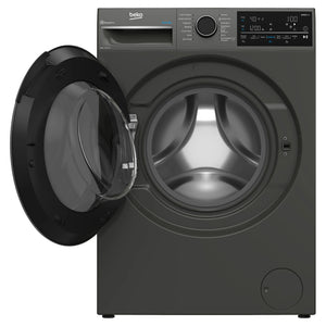 Beko 9 kg Autodose Washing Machine with SteamCure & Wifi BFLB904ADG, Door Open