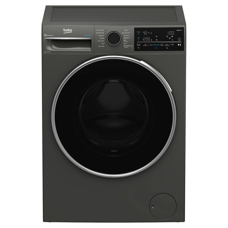 Beko 9 kg Autodose Washing Machine with SteamCure & Wifi BFLB904ADG, Front View