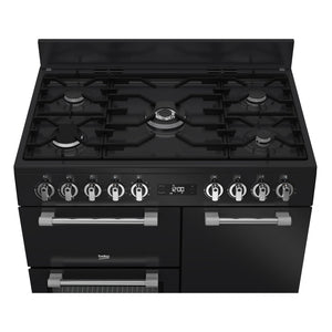 Beko 90cm Multifunction Dual Fuel Anthracite Freestanding Oven BRC916GMAN, Control Panel View