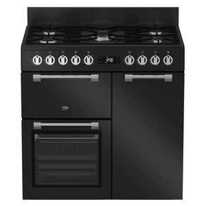 Beko 90cm Multifunction Dual Fuel Anthracite Freestanding Oven BRC916GMAN, Front View