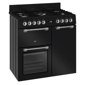 Beko 90cm Multifunction Dual Fuel Anthracite Freestanding Oven BRC916GMAN, Right Side View