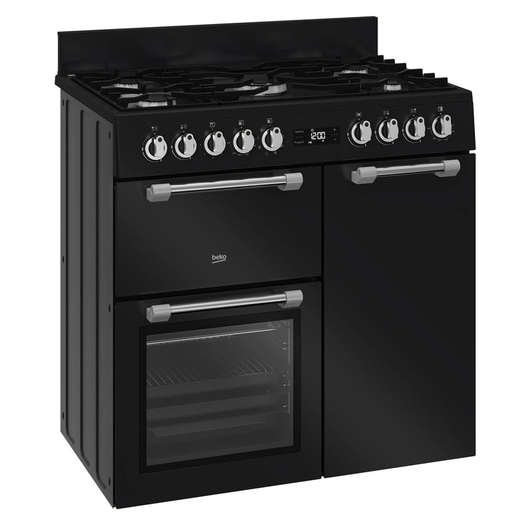 Beko 90cm Multifunction Dual Fuel Anthracite Freestanding Oven BRC916GMAN, Right Side View