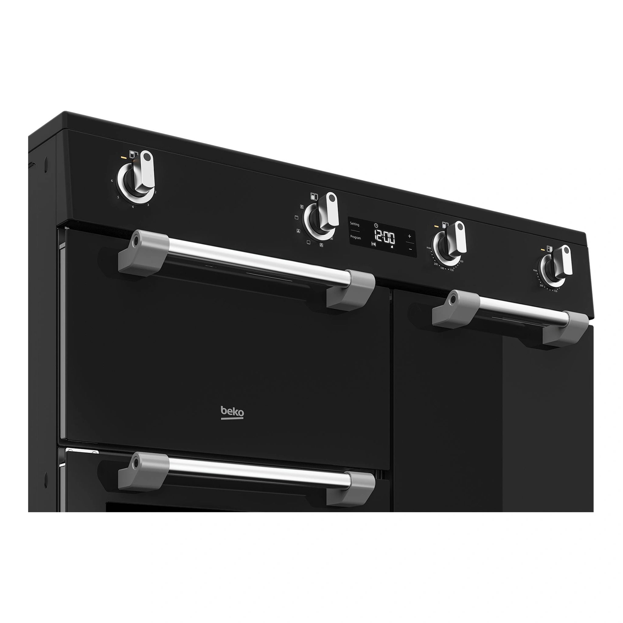 Beko 90cm Black Induction Multi Door Freestanding Oven BRC916IMB, Control Panel View