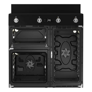 Beko 90cm Black Induction Multi Door Freestanding Oven BRC916IMB, Front Inside View
