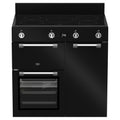 Beko 90cm Black Induction Multi Door Freestanding Oven BRC916IMB, Front View With Door Open, Front View