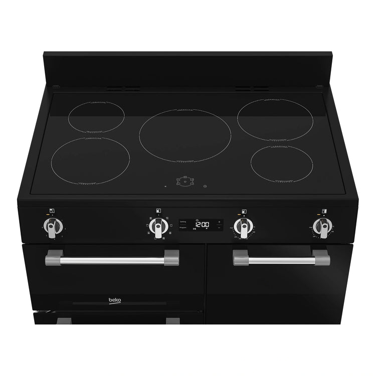 Beko 90cm Black Induction Multi Door Freestanding Oven BRC916IMB, Top View