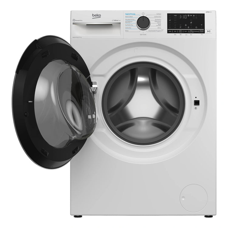 Beko 8kg/4kg Front Load Washer Dryer Combo with SteamCure® BWDB8420W, Front View With Door Open