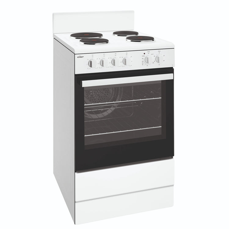 Chef 54cm white freestanding cooker CFE536WB, Front View