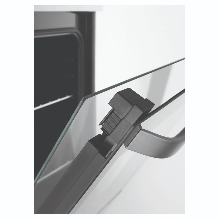 Chef 54cm stainless steel freestanding oven with electric cooktop CFE547SBB, Front View with Door Open