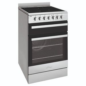 Chef 54cm stainless steel freestanding oven with electric cooktop CFE547SBB, Front View