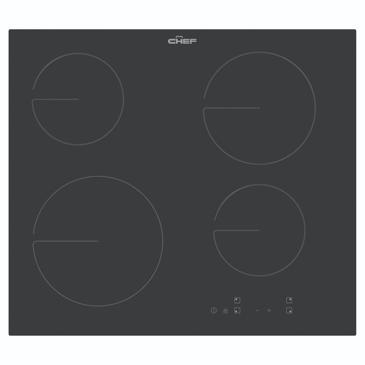 Chef 60cm 4-Zone Ceramic Cooktop CHC644BC, Front View