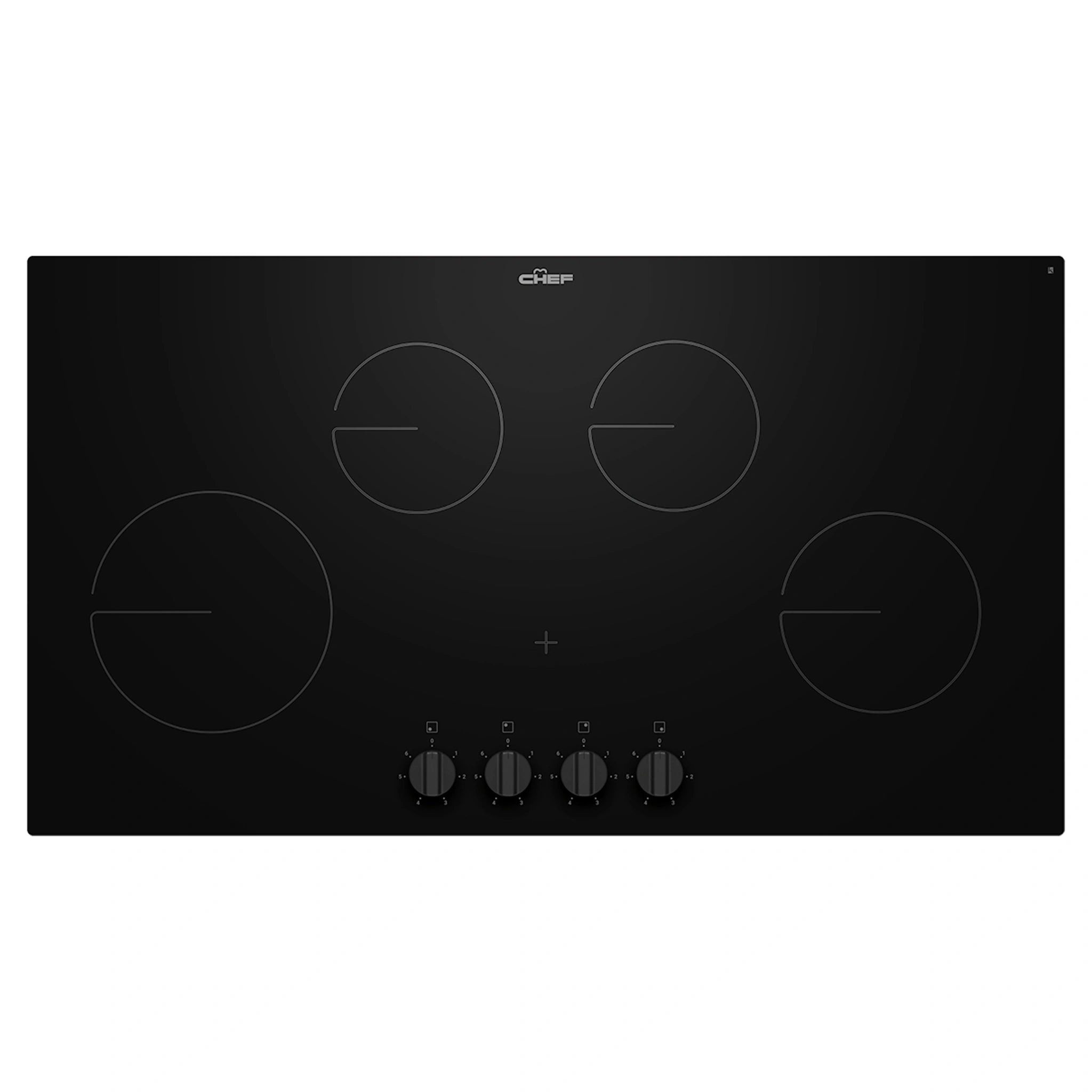 Chef 90cm 4-Zone Ceramic Cooktop CHC942BB, Front View