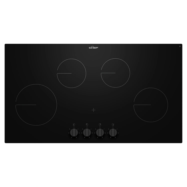 Chef 90cm 4-Zone Ceramic Cooktop CHC942BB, Front View