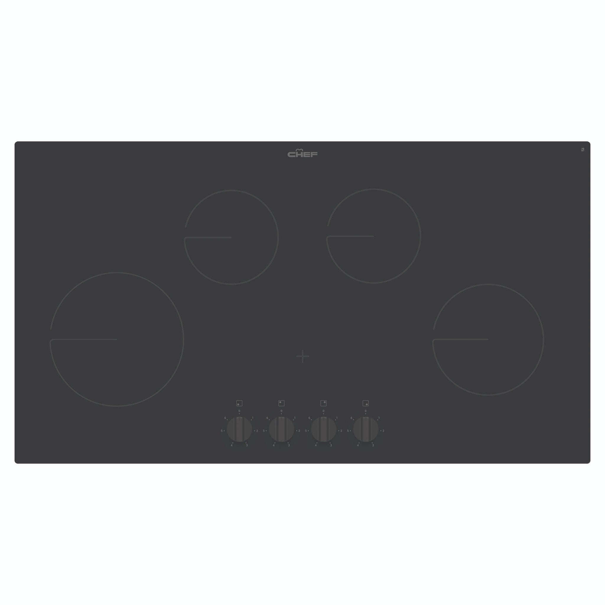 Chef 90cm 4-Zone Ceramic Cooktop CHC942BB, Front View
