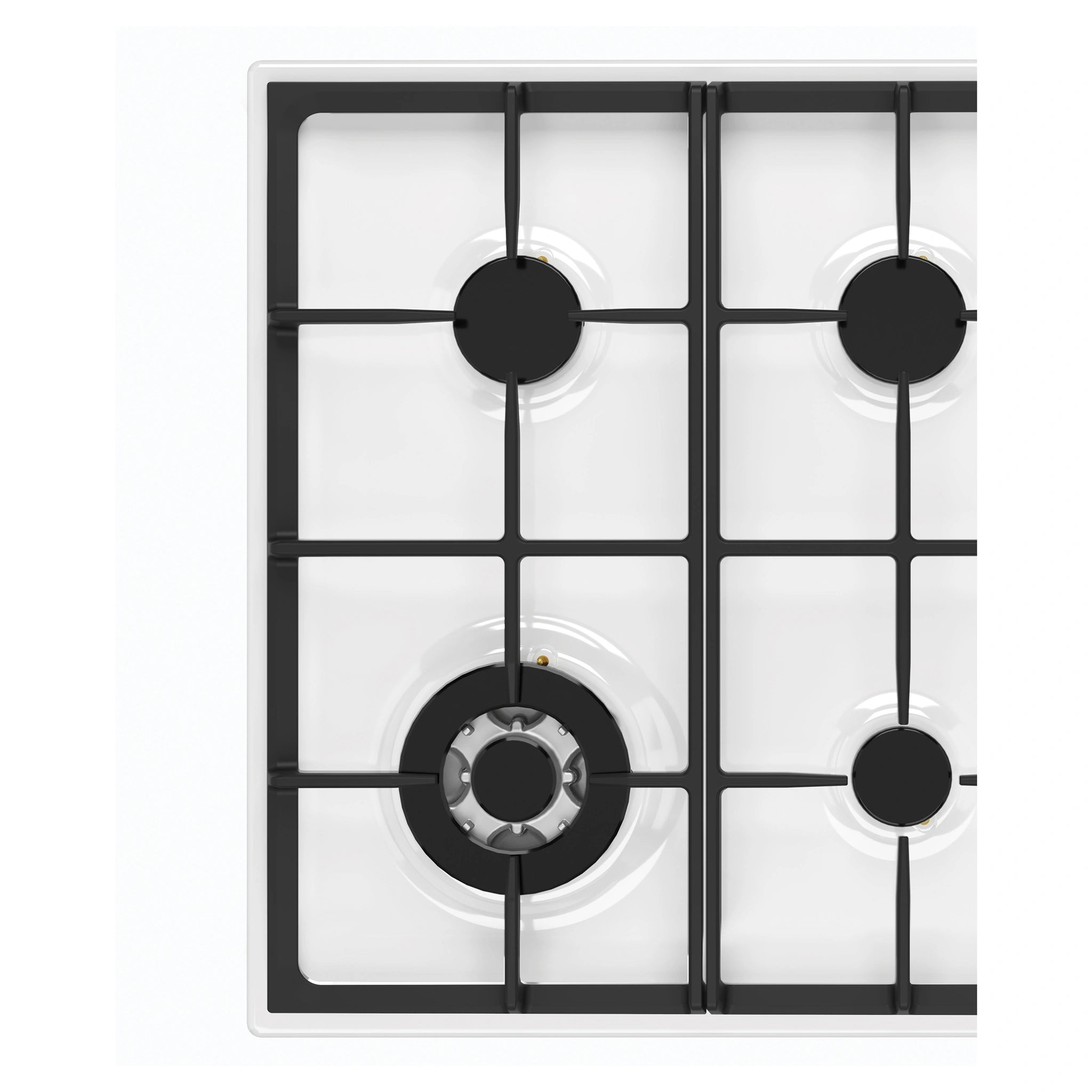 Chef 60cm 4-Burner Gas Cooktop, White CHG644WC, Close-Up View
