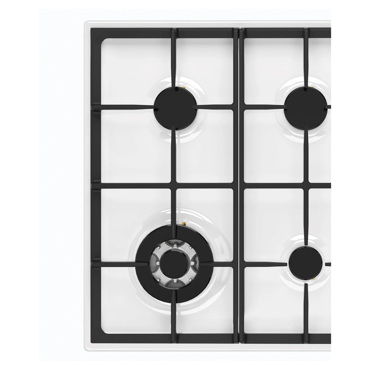 Chef 60cm 4-Burner Gas Cooktop, White CHG644WC, Close-Up View