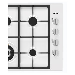 Chef 60cm 4-Burner Gas Cooktop, White CHG644WC, Control Panel View