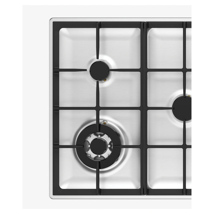 Chef 90cm 5-Burner Gas Cooktop, Stainless Steel CHG954SC, Close-Up View
