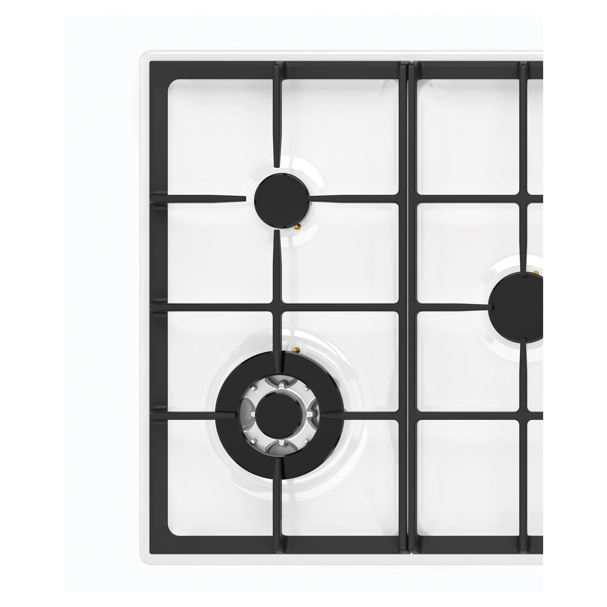 Chef 90cm 5-Burner Gas Cooktop, White CHG954WC, Close-Up View