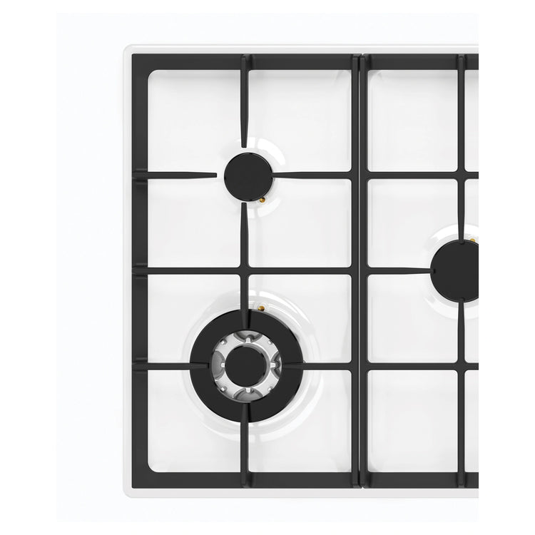 Chef 90cm 5-Burner Gas Cooktop, White CHG954WC, Close-Up View