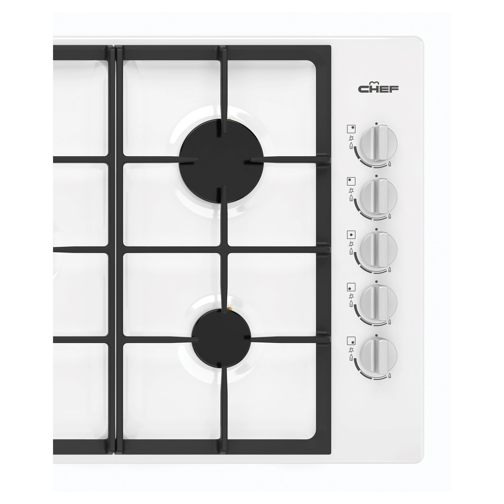 Chef 90cm 5-Burner Gas Cooktop, White CHG954WC, Control Panel View