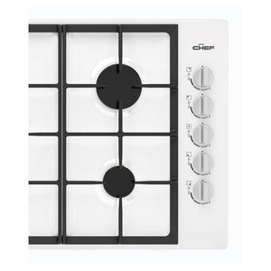 Chef 90cm 5-Burner Gas Cooktop, White CHG954WC, Control Panel View