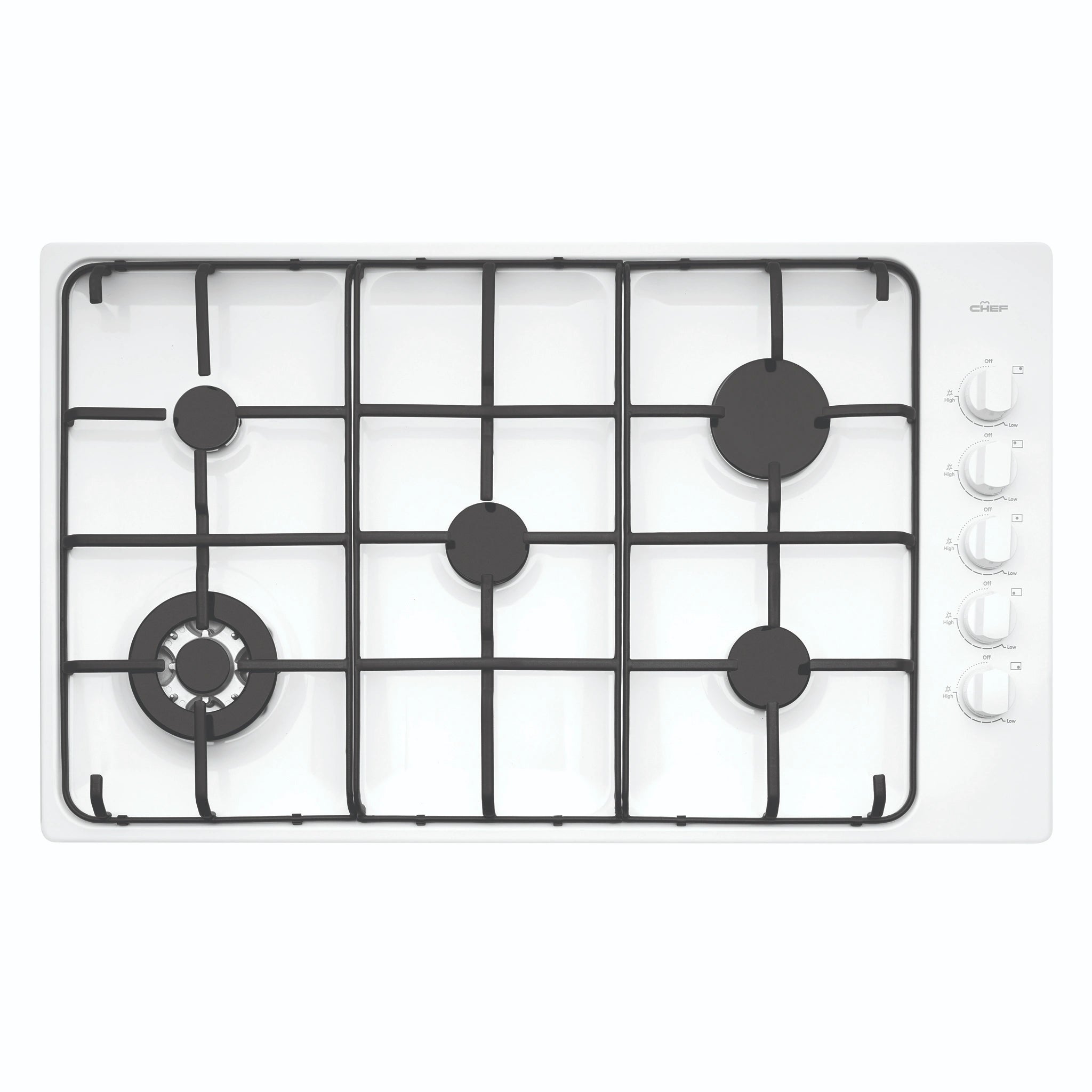 Chef Gas Cooktop, Wok Burner White CHG956WA, Front View