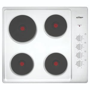 Chef 60cm 4-Zone Electric Solid Cooktop, Stainless CHS642SB, Front View