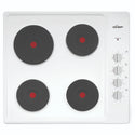 Chef 60cm 4-Zone Electric Solid Cooktop, White CHS642WB, Front View