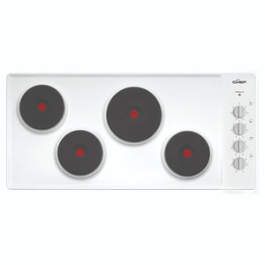 Chef 90cm 4-Zone Electric Solid Cooktop, White CHS942WB, Front View