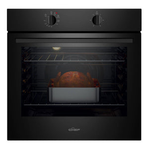 Chef 60cm Electric Multi Function Fan Forced Built-In Oven CVE612DB, Front View