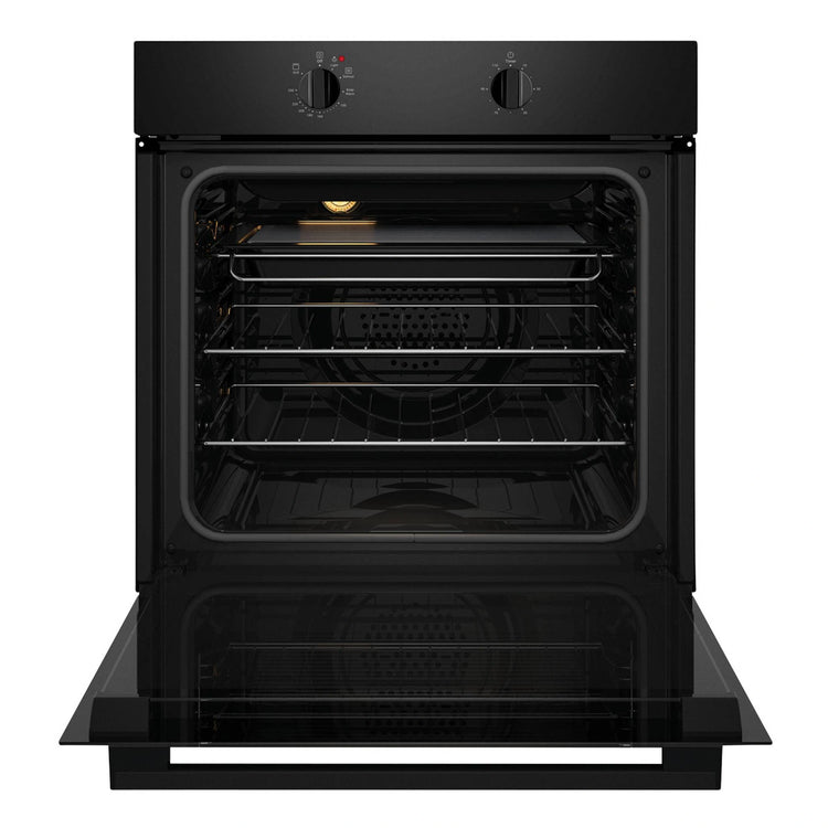 Chef 60cm Electric Multi Function Fan Forced Built-In Oven CVE612DB, Front View with Door Open