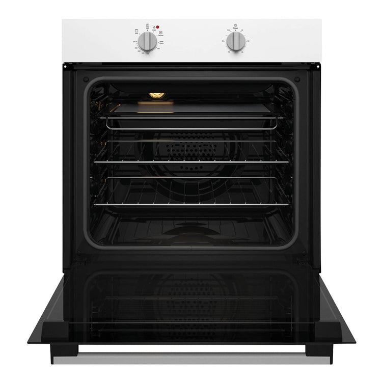 Chef 60cm Multi Function White Fan Forced Electric Built-In Oven CVE612WB, Front View with Door Open
