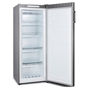 CHiQ 166L Stainless Steel Upright Frost-Free Freezer CSF165NSS, Open Door Side View