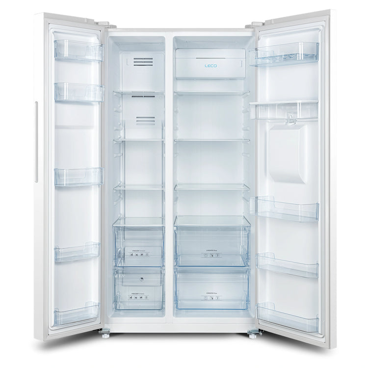 CHiQ 559L White Side by Side Refrigerator CSS559NWD4E, Front Double Door Open View