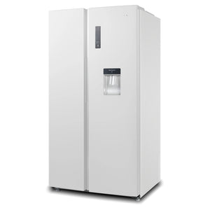 CHiQ 559L White Side by Side Refrigerator CSS559NWD4E, Left Side View