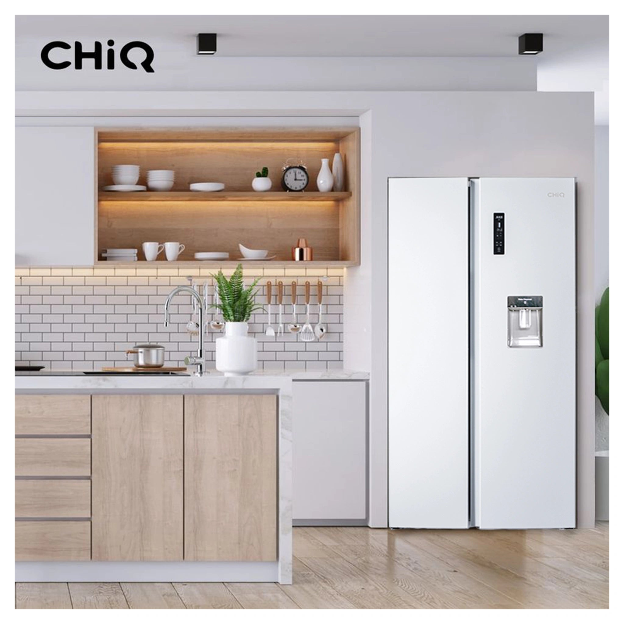CHiQ 559L White Side by Side Refrigerator CSS559NWD4E, Lifestyle View