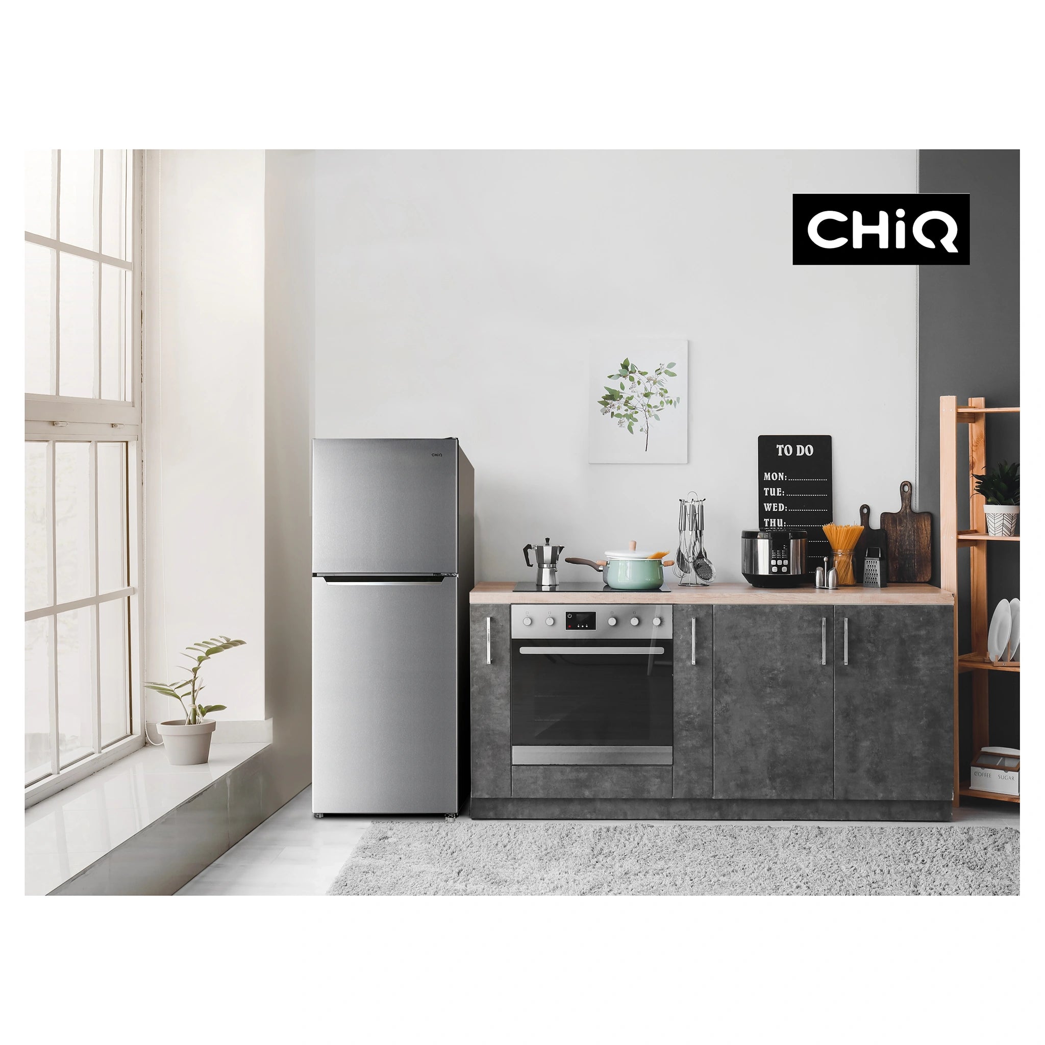 CHiQ 202L Top Mount Fridge Stainless Steel CTM200NSS5E, Lifestyle View