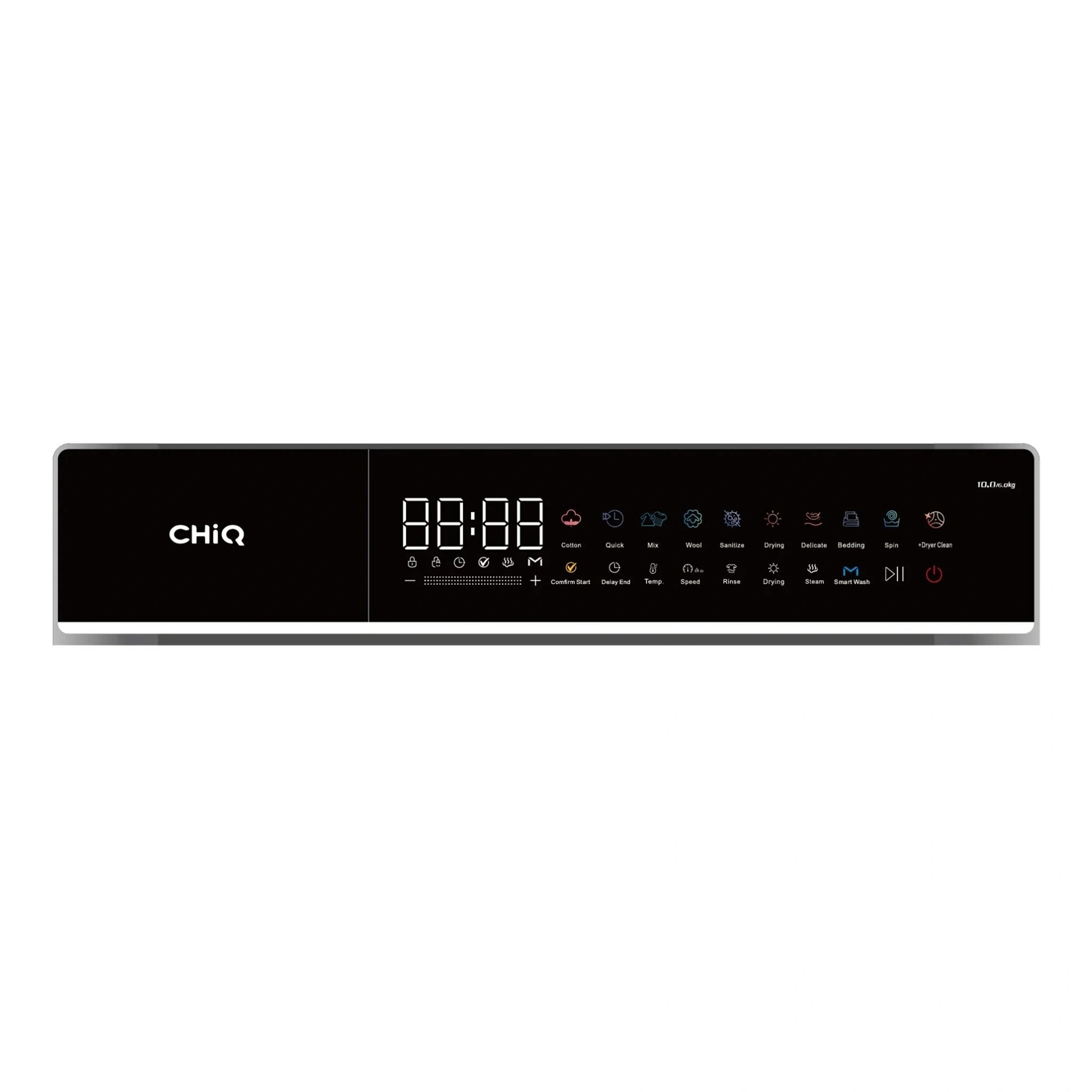ChiQ 10Kg White Front Load Washer & Dryer Combo WD100TW, Control Panel View