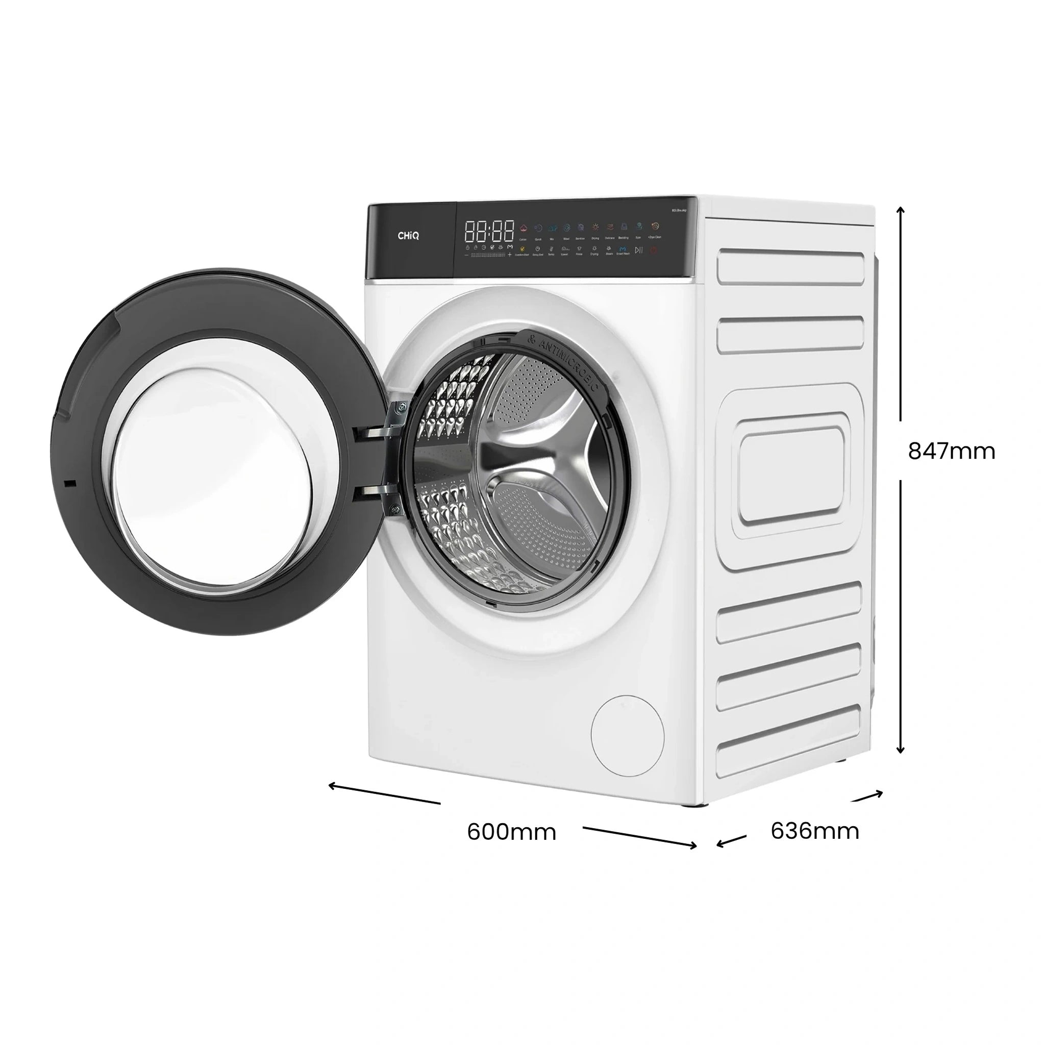 ChiQ 10Kg White Front Load Washer & Dryer Combo WD100TW, Dimensions View