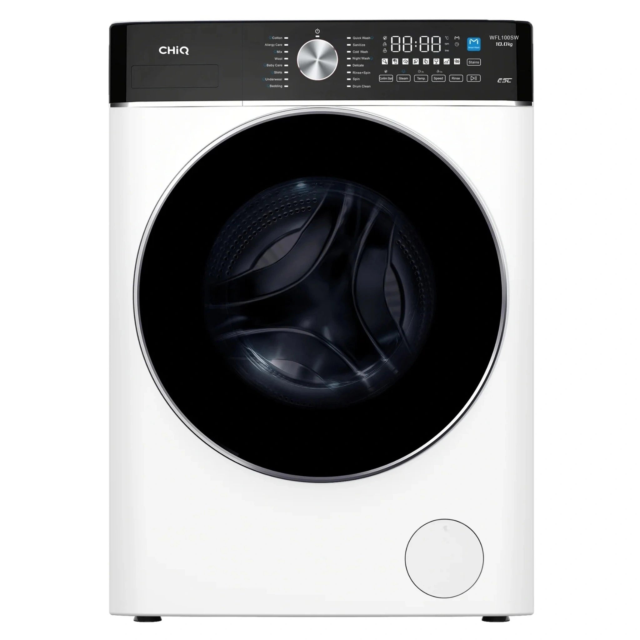 CHiQ 10Kg White Front Load Washer WFL100SW, Front View