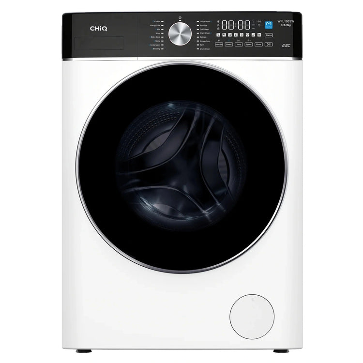 CHiQ 10Kg White Front Load Washer WFL100SW, Front View